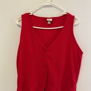 a new day Vibrant Red Button-Up Tank Top